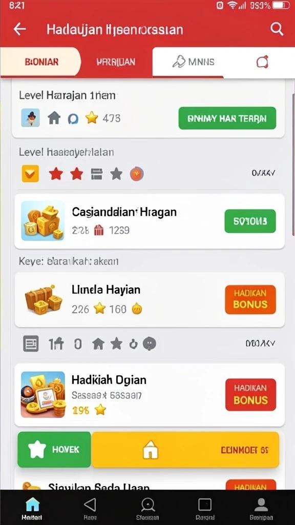Tangkapan layar menunjukkan sistem bonus yang menguntungkan.